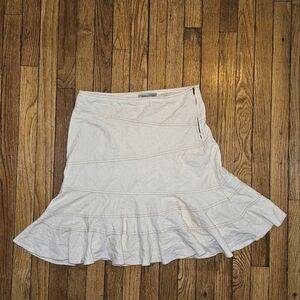 Urban Outfitters Cream Midi Ruffled Hem Skirt